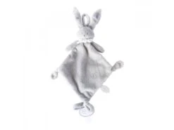 823017 - Doudou Attache-tétine Lapin Gris Clair Ella - Hauteur 25 Cm