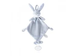 823043 - Doudou Attache-tétine Lapin Bleu Ella - Hauteur 25 Cm