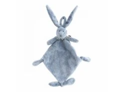 871156 - Doudou Attache-tétine Lapin Bleu Flo - Hauteur 25 Cm