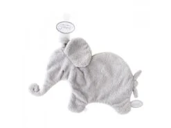 885105 - Doudou Attache-tétine éléphant Gris Clair Oscar - 27 Cm