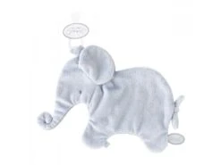 885300 - Doudou Attache-tétine éléphant Bleu Oscar - Position Allongée 27 Cm, Hauteur 17 Cm