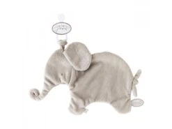 885404 - Doudou Attache-tétine éléphant Beige-gris Oscar - Position Allongée 27 Cm, Hauteur 17 Cm