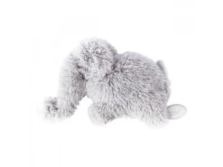 886119 - Petit Doudou Plat Petit éléphant Gris Clair Oscar - Position Allongée 18 Cm, Hauteur 12 Cm