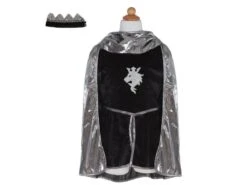 Great Pretenders 61965 - Set Chevalier (tunique, Cape, Couronne), Argent, Taille EU 104-116 - Ages 4-6 Years