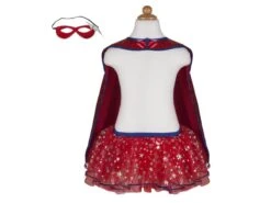 Great Pretenders 67675 - Set Super-héroïne (tunique, Cape, Masque), Taille EU 104-116 - Ages 3-6 Years