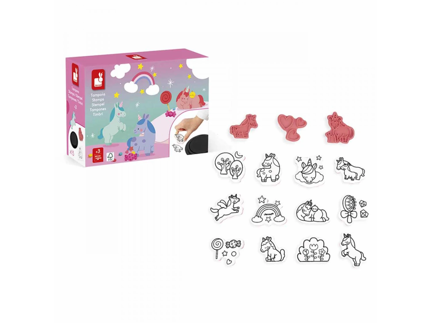 Janod J07722 - Unicorn Stampinoo - 15 Tampons 3 Janod J07722 - Unicorn Stampinoo - 15 Tampons