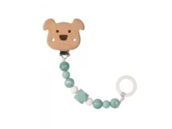 Lassig 1313016524 - Attache Sucette Bois Et Silicone Little Chums Chien