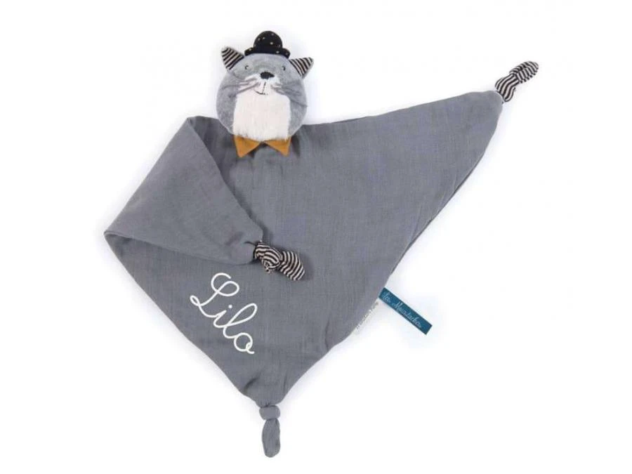 Moulin Roty 666026 - Doudou Lange Chat Gris Clair Fernand Les Moustaches 5 Moulin Roty 666026 - Doudou Lange Chat Gris Clair Fernand Les Moustaches – Image 3