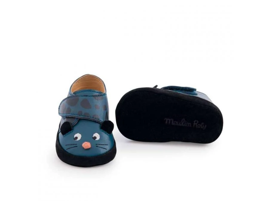 Moulin Roty 668520 - Chaussons Cuir Panthère Bleu Dans La Jungle 0/6 M 6 Moulin Roty 668520 - Chaussons Cuir Panthère Bleu Dans La Jungle 0/6 M – Image 4