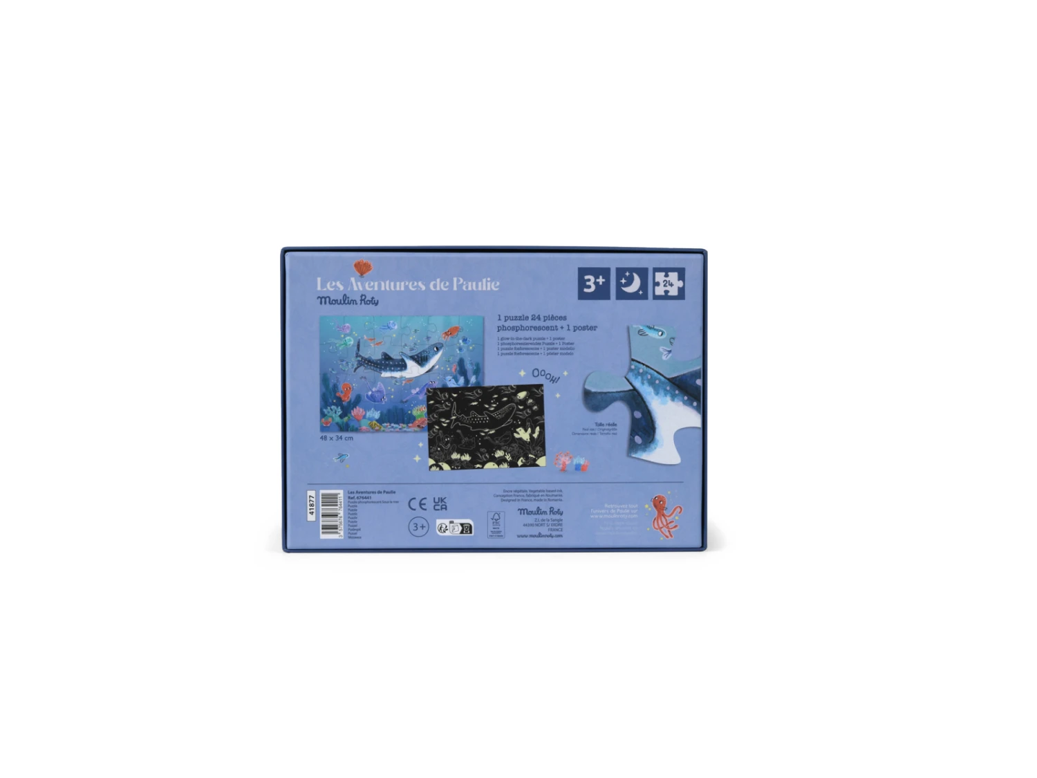 Moulin Roty 676441 - Puzzle Phosphorescent Sous La Mer (24 Pièces) Les Aventures De Paulie 12 Moulin Roty 676441 - Puzzle Phosphorescent Sous La Mer (24 Pièces) Les Aventures De Paulie – Image 10
