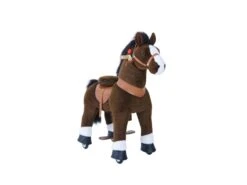 Ux321 - Ponycycle Cheval Marron Chocolat Avec Sabot Blanc, Frein Et Son à Monter Age 3-5 Ans - Hauteur Assise (cm) 48
